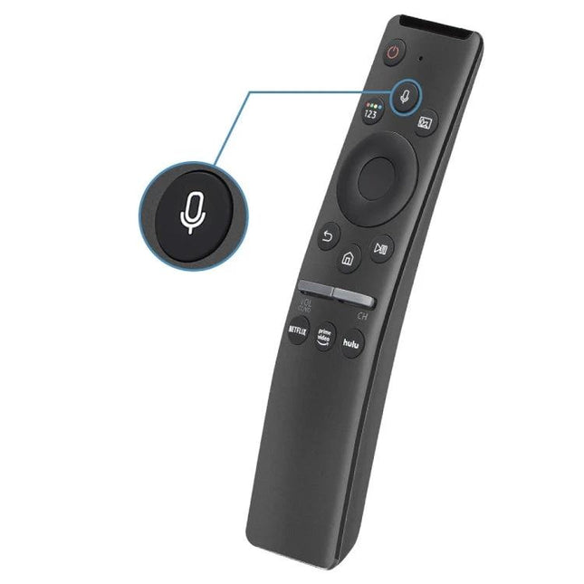 Samsung Bluetooth Voice Remote for Smart TV Control, black replacement remote with voice mic button and shortcut app keys