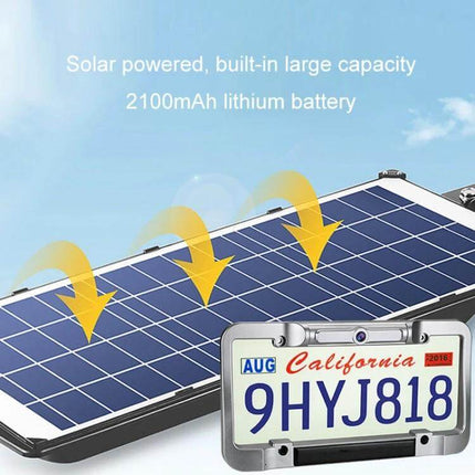Wireless Solar Reversing Camera for Vehicle Backup Safety solar-powered license plate camera with 2100mAh battery