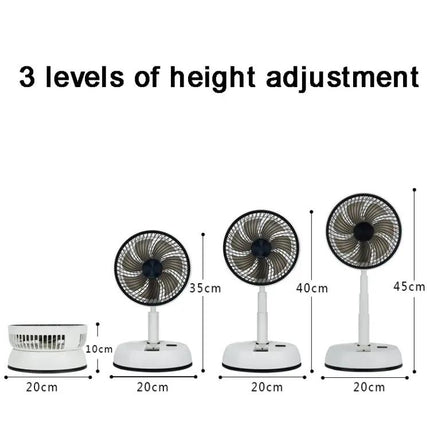 Portable Folding Telescopic Fan With Remote And Rechargeable Battery