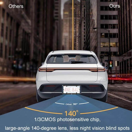 Solar Powered Wireless License Plate Reversing Camera showing 140° wide-angle rear view and improved night vision from license plate mount
