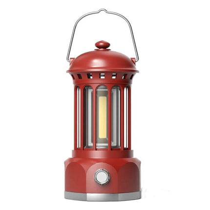 COB Battery Camping Lamp Small for Tents and Outdoors red lantern style COB battery camping lamp with handle and 400-lumen beam