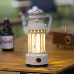 COB Retro Camping Lamp - Portable Outdoor Atmosphere Light with Storage and Dimming Features