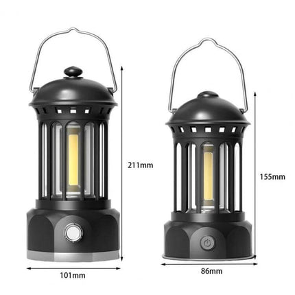 COB Battery Camping Lamp Small for Tents and Outdoors - compact 16-core COB battery lantern showing large (101x211mm) and small (86x155mm) models