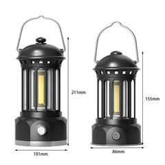 COB Retro Camping Lamp - Portable Outdoor Atmosphere Light with Storage and Dimming Features