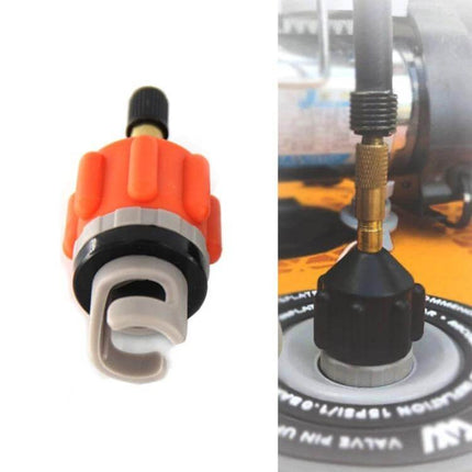 Surfing Paddle Board Air Valve Adapter For Easy Inflation Black Orange - reinforced nylon adapter connecting car pump to SUP and inflatable valves