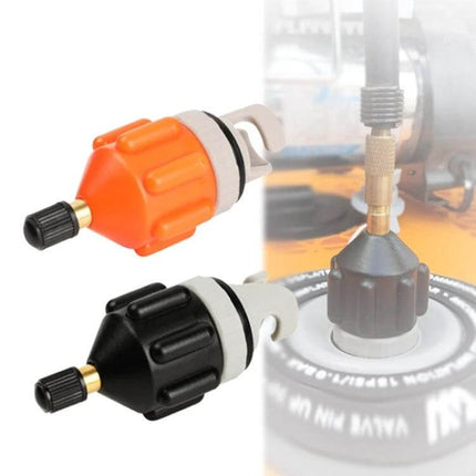 Surfing Paddle Board Air Valve Adapter For Easy Inflation Black Orange – reinforced nylon valve adapter for SUP and inflatable boats, leak‑resistant connection