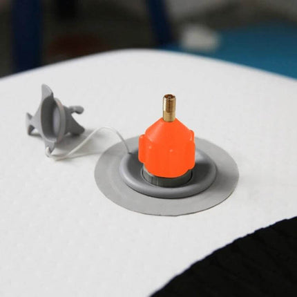 Surfing Paddle Board Air Valve Adapter For Easy Inflation Black Orange on SUP valve, reinforced nylon body, compatible with car tire and ordinary pumps