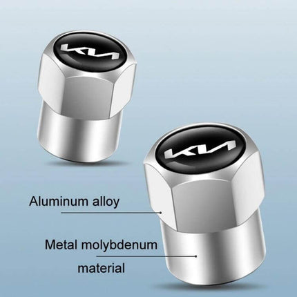 Kia Tire Valve Core Decorative Metal Caps Three Pack Set - copper core molybdenum-plated decorative valve caps for Kia wheels, 8x13mm