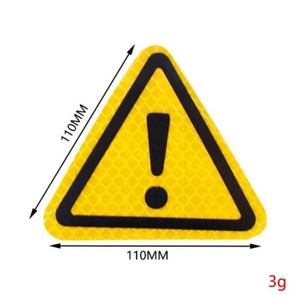 Reflective Triangle Warning Stickers for Vehicle Safety Warning - yellow 110mm triangle sticker with exclamation symbol, reflective adhesive for cars and trailers