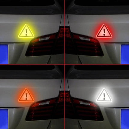 Reflective Triangle Warning Stickers for Vehicle Safety Warning on car rear in red yellow orange white for improved nighttime visibility