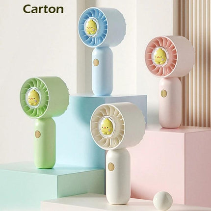 Handheld Mini Fan with Duck Design for Portable Cooling - pastel handheld desk fan with cute duck center and three-speed portable design