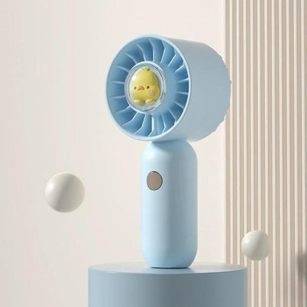 Handheld Mini Fan with Duck Design for Portable Cooling - Compact Blue Desk And Handheld Fan With Cute Duck Center, 3-Speed Portable Cooling