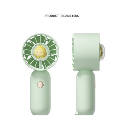 Handheld Mini Fan with Duck Design for Portable Cooling in pastel green, compact portable desk and travel fan with three-speed adjustable airflow