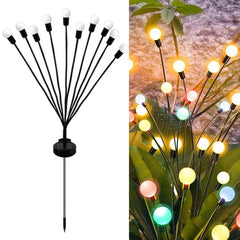 2 juegos de luces solares de luciérnaga para exteriores, impermeables, para jardín y Navidad