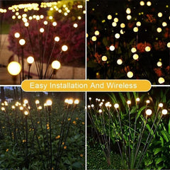 2 juegos de luces solares de luciérnaga para exteriores, impermeables, para jardín y Navidad