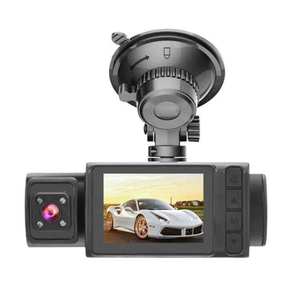 Practical Driving Recorder with 2-Inch Screen for Everyday Use mounted on windshield recording front view with suction cup and LCD display