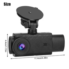 Triple-Lens 1080P Car Dash Cam with Night Vision and 2-Inch Display