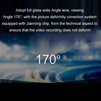 Three-Lens HD Driving Recorder for Road Video Monitoring - front 170° wide-angle glass lens with distortion correction for clear road and interior footage
