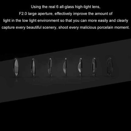 Three-Lens HD Driving Recorder for Road Video Monitoring showing six-piece all-glass F2.0 lens elements for improved low-light capture
