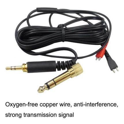 Sennheiser Compatible Replacement Audio Cable with Asymmetric Design — black oxygen-free copper cable with gold-plated 3.5mm and 6.35mm plugs