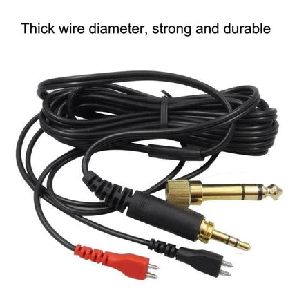 Sennheiser Compatible Replacement Audio Cable with Asymmetric Design - thick durable cable with 3.5mm and 6.35mm plugs and red/black connectors