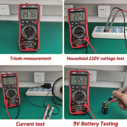 TASI Digital Multimeter for Household Electrical Testing measuring 220V outlet, current, resistance and 9V battery for DIY troubleshooting