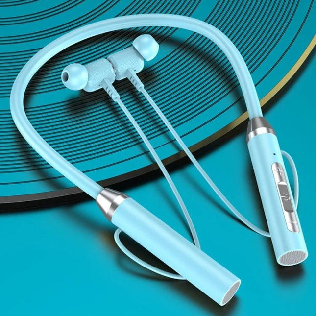 Wireless Neckband Headset With Magnetic Earbuds For Running in aqua, flexible silicone neckband, IPX5 splash-resistant design