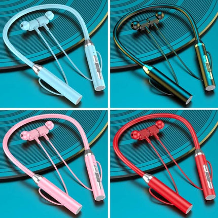 Wireless Neckband Headset With Magnetic Earbuds For Running in four colors, flexible silicone neckband and onboard controls