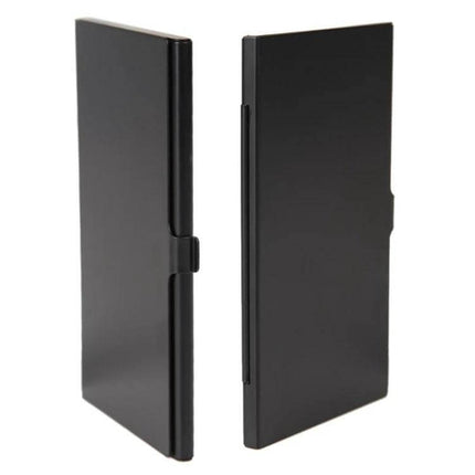 Aluminum Storage Case for SD and Micro SD Memory Cards - slim black aluminum case holding 1 SD and 8 Micro SD cards, protective dust and shock resistant