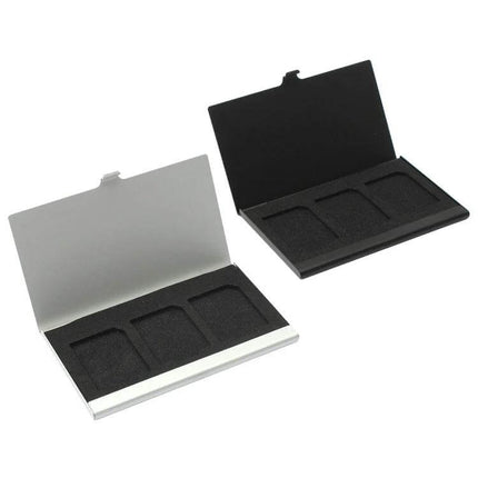Aluminum Alloy Memory Card Storage Case for SD Cards in Silver and Black - durable antimagnetic dustproof SD card organizer
