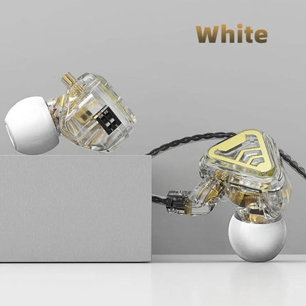CVJ Wired In Ear Earphones With Microphone For Commute white transparent housing low-latency wired earphones