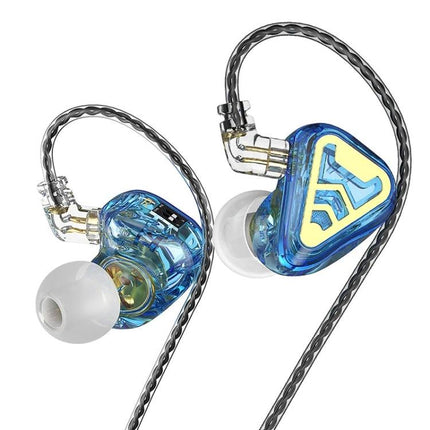 CVJ Wired In Ear Earphones With Microphone For Commute blue wired in-ear earbuds with inline mic, tangle-resistant cable, silicone tips
