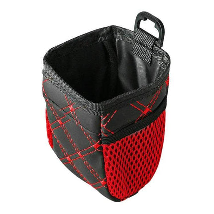 Two Pack Car Air Outlet Storage Bag With Net Pocket For Small Items - black PU leather vent organizer with red mesh pocket