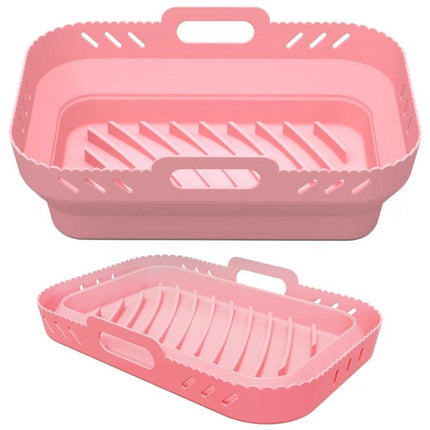 Air Fryer Silicone Mat Foldable Tray For Crispy Meals - pink food-grade silicone non-stick foldable tray with arch slope for even crisping