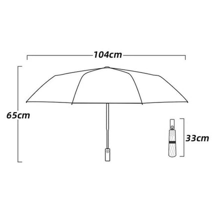 Automatic Umbrella for Sun and Rain with 60 Reinforced Bones, 104cm canopy, 65cm height, folds to 33cm
