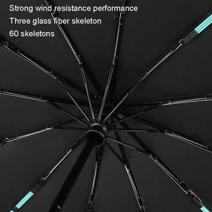 Automatic Umbrella for Sun and Rain with 60 Reinforced Bones