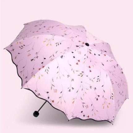 Folding Dual-Purpose Sun Umbrella for Everyday Outdoor Use - pink floral compact umbrella for sun and rain protection