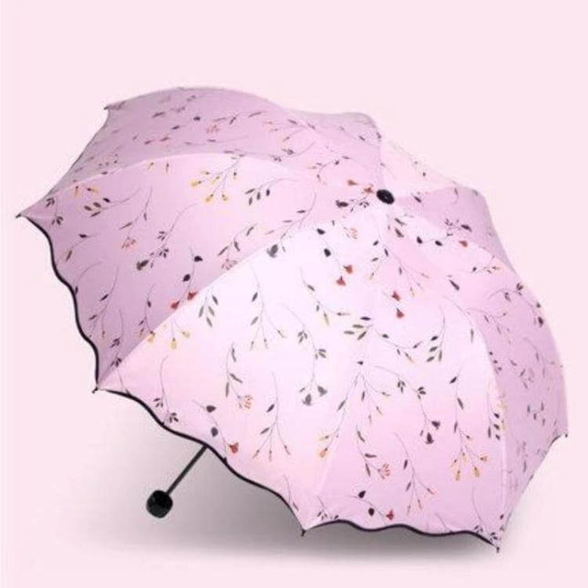 Folding Dual-Purpose Sun Umbrella for Everyday Outdoor Use - pink floral compact umbrella for sun and rain protection