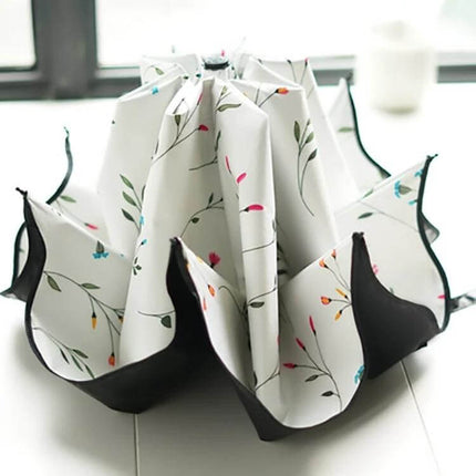 Folding Dual-Purpose Sun Umbrella for Everyday Outdoor Use — compact floral reversible umbrella for UV and rain protection
