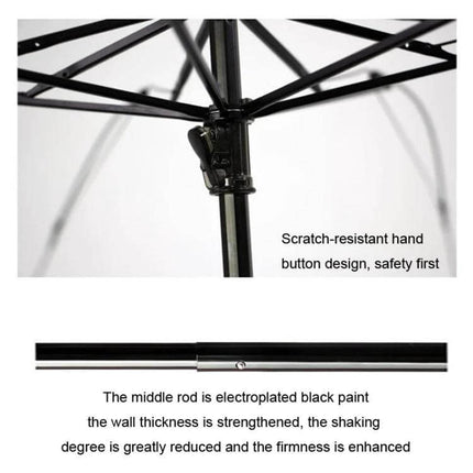 Folding Dual-Purpose Sun Umbrella for Everyday Outdoor Use – close-up of reinforced shaft and scratch-resistant hand button, durable electroplated rod