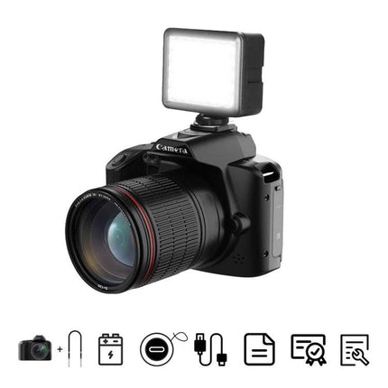 Wireless Night Vision Digital Camera for Everyday Photos and Videos — black Wi‑Fi camera with detachable flash and high‑resolution lens