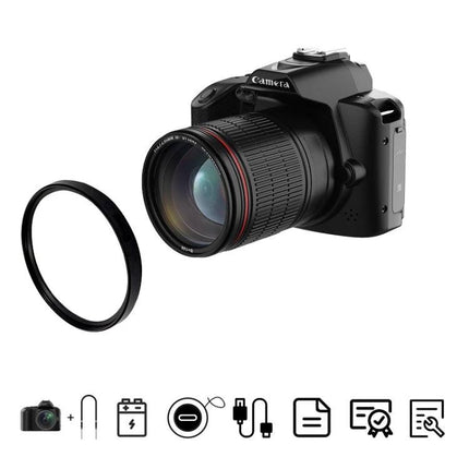 Wireless Night Vision Digital Camera for Everyday Photos and Videos - black WiFi camera with detachable lens and icons