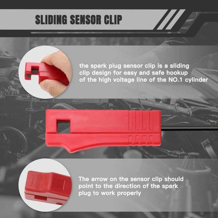 12V Automotive Ignition Timing Light Xenon Strobe Tester sliding red spark plug sensor clip for high-voltage lead hookup and timing mark illumination