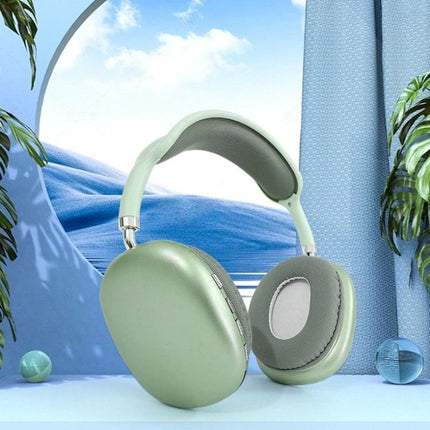 Wireless Bluetooth Headphones With Noise Reduction, green over-ear headset with memory foam cushions for commuting and gaming