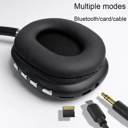 Wireless Bluetooth Headphones With Noise Reduction with memory foam ear pads, AUX, USB-C and microSD playback modes