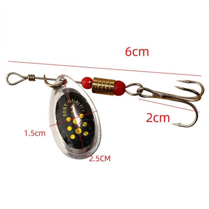 Roadrunner False Bait Sequins Lure Set, 5-Pack, Assorted Colors - metal freshwater fishing lure 2.5x1.5cm with treble hook, 2.8g, assorted colors