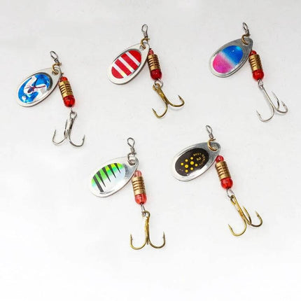 Roadrunner False Bait Sequins Lure Set, 5-Pack, Assorted Colors - metal freshwater fishing lures with treble hooks, assorted sequin patterns