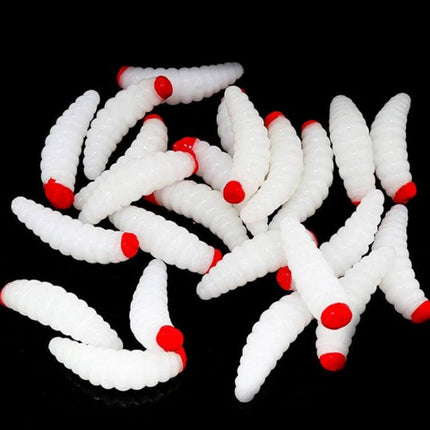 Red Headed Bread Worm Bait For Freshwater Fishing Everyday Use - soft PVC red-headed worm lure, 2cm flexible high-visibility bait for shore, boat, cast-and-retrieve