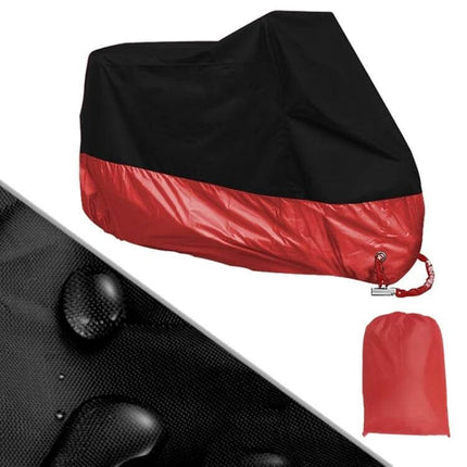 Motorcycle Rain Cover Sizes M, L, XL for Rain Dust and Sun - lightweight 190T silver-plated polyester with anti-theft keyhole, fits scooters and electric bikes