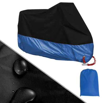 Motorcycle Rain Cover Sizes M, L, XL for Rain Dust and Sun – lightweight 190T waterproof silver-plated polyester with anti-theft keyhole, fits scooters and e-bikes
